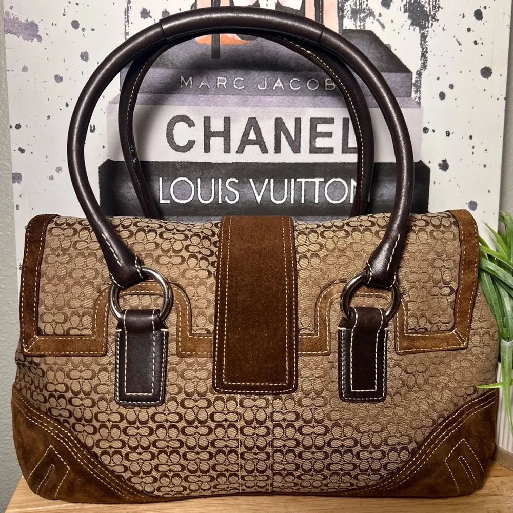 ❣️SALE❣️COACH Vintage SoHo Suede Leather & Jacquard Canvas, Gorgeous Condition - Picture 2 of 15